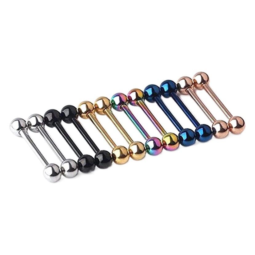 Europe and the United States cross-border dumbbell titanium steel tongue nail stainless steel ear bone nail ear nose Nail Manufacturers wholesale foreign trade puncture jewelry