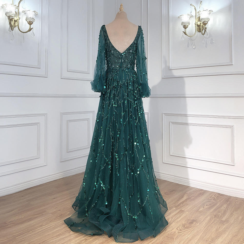 Picture of 2025 Cross-Border New Golden Heavy Industry Beaded Luxury Evening Dress Sexy Socialite Aura Queen Long Dress Dq7109