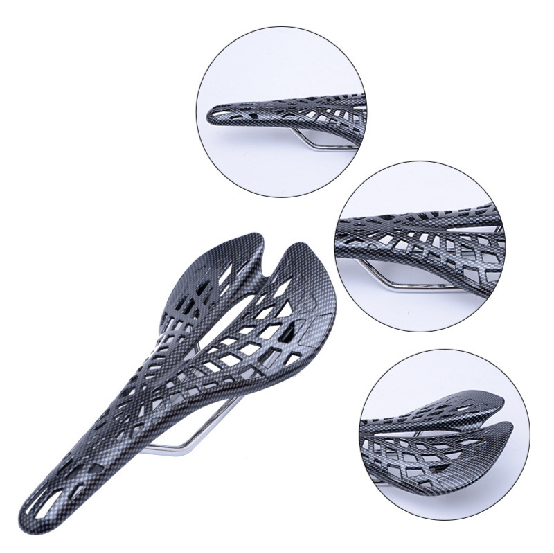 Hollow bicycle Spider saddle carbon fiber pattern mountain bike breathable ultra-light seat accessories [large favorably]]