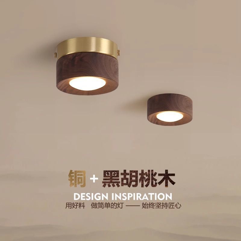 Corridor lights, aisle lights, open-mounted downlights, simple walnut living room ceiling lights, home foyer entrance ceiling spotlights