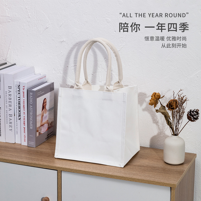 canvas bag printed logo wholesale casual fashion large capacity hand shopping tote bag canvas bag