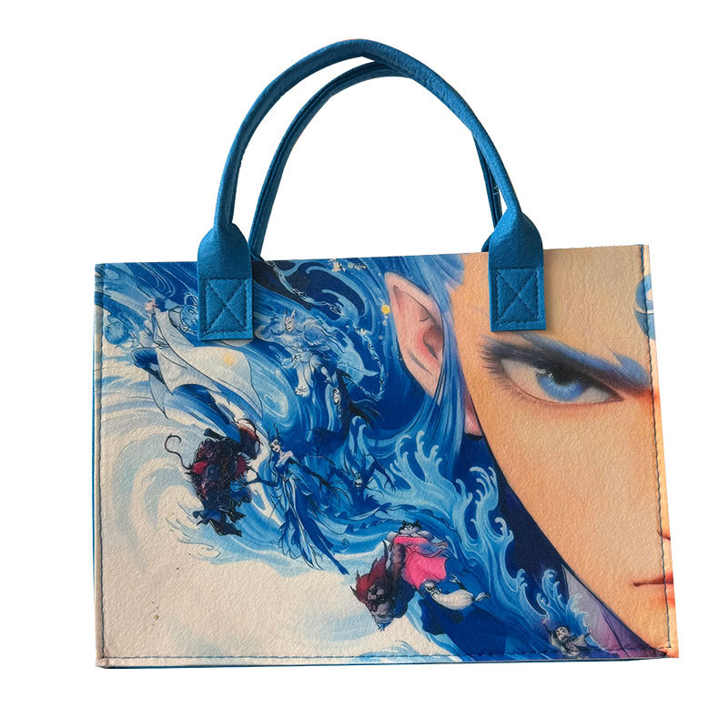 Picture of Nezha Handbag, the Devil Child Causing Chaos in the Sea, Tote Bag, Shoulder Bag, Student Backpack, Felt Bag, Chinese Style, National Trend