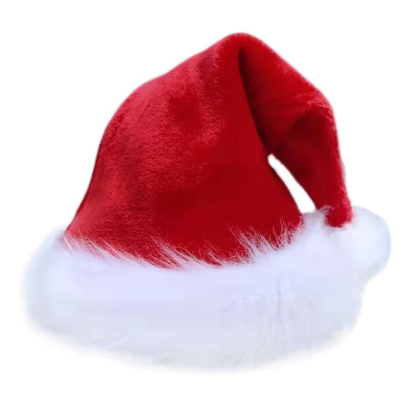Factory Cross Border Supply Christmas Stocking Red Blue Green Black Adult Children Plush Christmas Hat