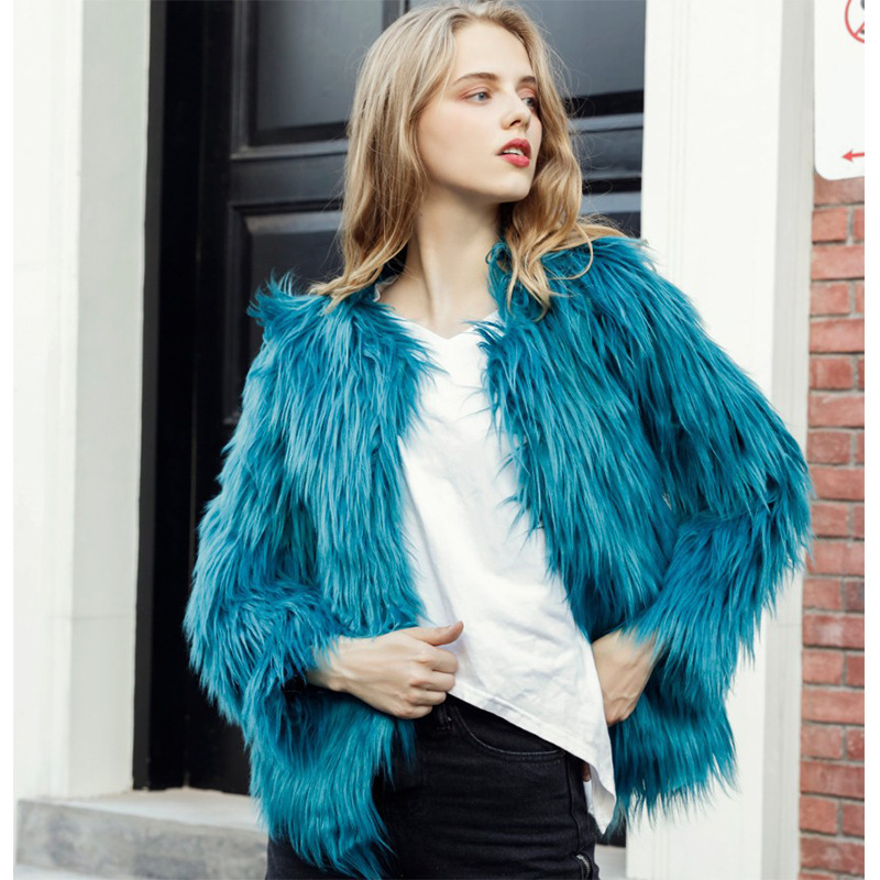 plus size imitation fur coat coat European and American fashion imitation fur factory wholesale Haining imitation fur European and American style