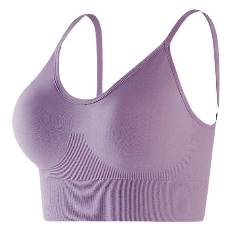 New Beautiful Back Spaghetti Straps Light Sports Bra All-In-One Shockproof Fitness Vest Fixed Cup Push-Up Sports Bra