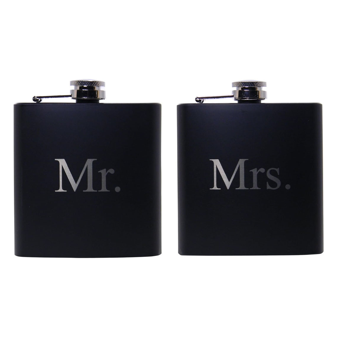 Amazon cross-border hot sale mrs and mr black portable flat hip flask bride wedding bachelor party