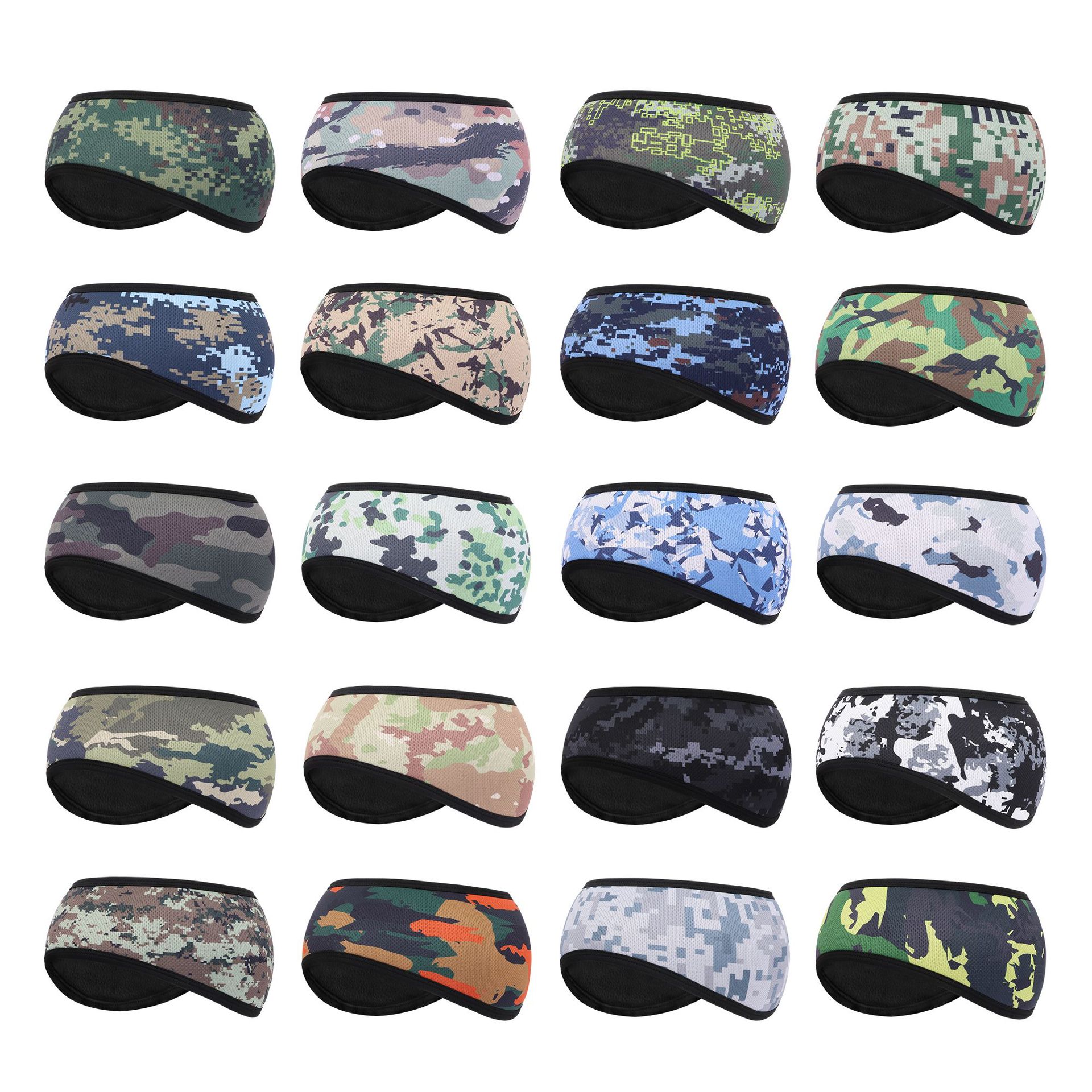 Autumn and winter cold-proof warm fleece ear protection headband for men and women outdoor sports cycling skiing windproof skiing camouflage hair band
