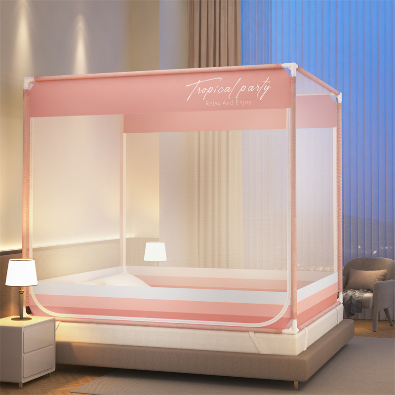 Picture of Class A Mosquito Net Household Bedroom Three-door New Bracket Tattoo Children's Anti-fall Anti-drop Bed Fully Surrounded Bottomless 1.8