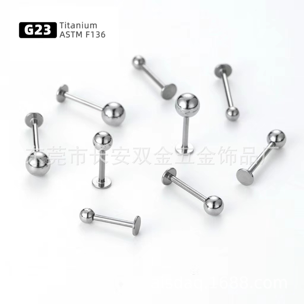 G23 Titanium External Thread Lip Stud Round Ball Titanium Alloy Body Piercing Jewelry Tongue Stud Ear Stud