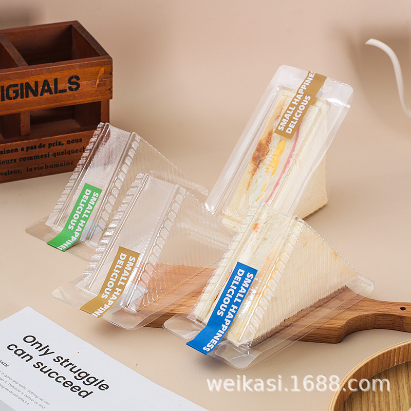 Internet Celebrity Ins Style Sandwich Packaging Box Triangle Sandwich Packaging Box Disposable Commercial Transparent Blister Box