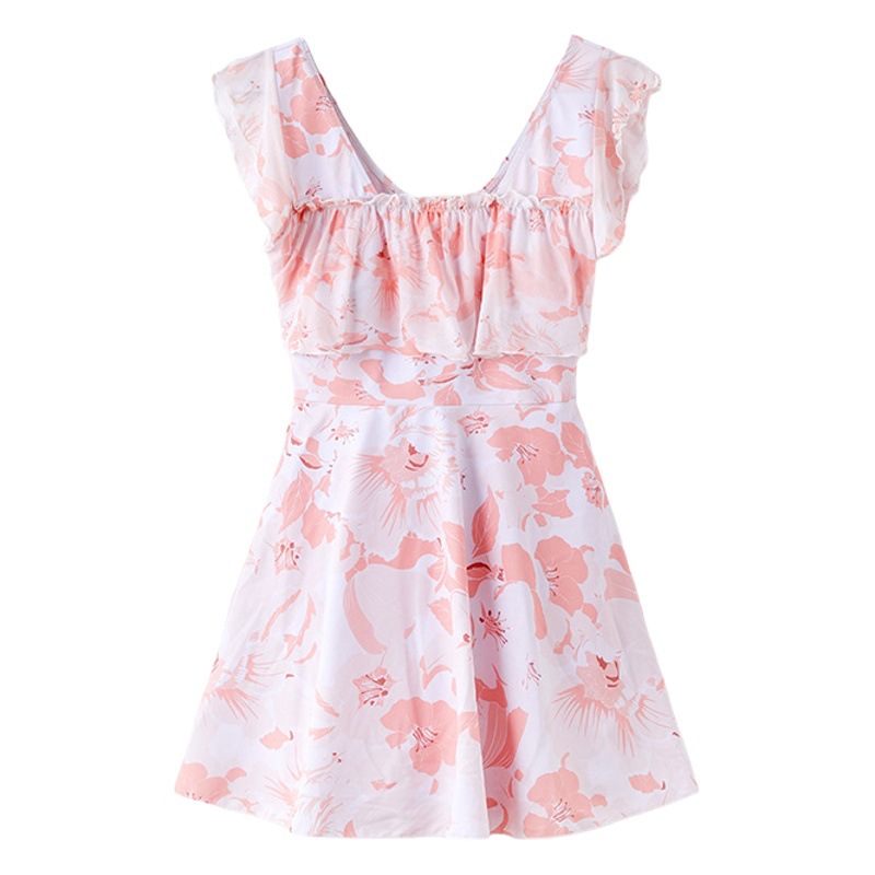 Japanese style fresh pure want to cover meat high waist slimming swimsuit ins cute cherry blossom pink hot spring vacation one-piece swimsuit