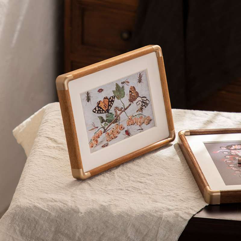 Picture of Solid Wood Photo Washing Made Photo Frame Set Table Simple 6 Family Photo Small Picture Frame Wall Frame Ornaments Walnut