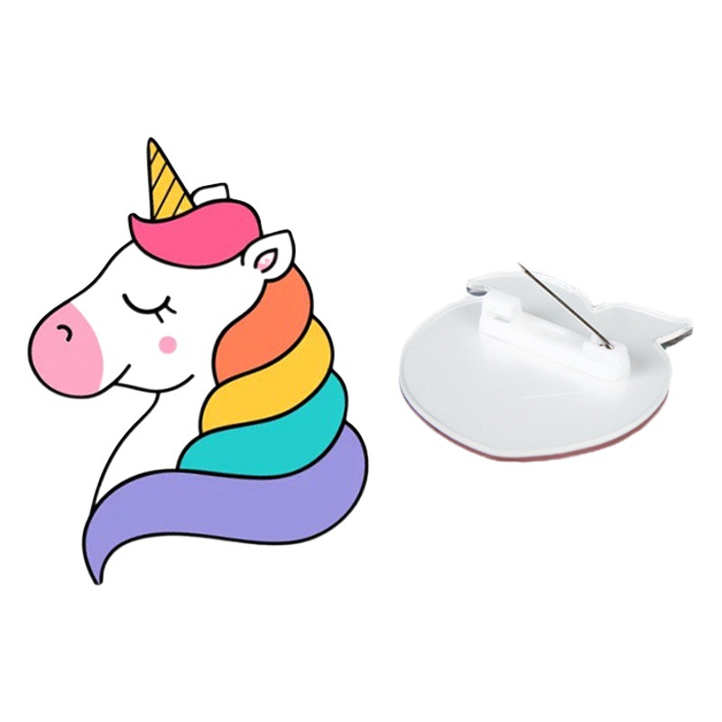 Picture of Japanese and Korean Acrylic Badges Anime Cartoon Cute Brooch Unicorn Rainbow Little Girl Bag Pendant Accessories