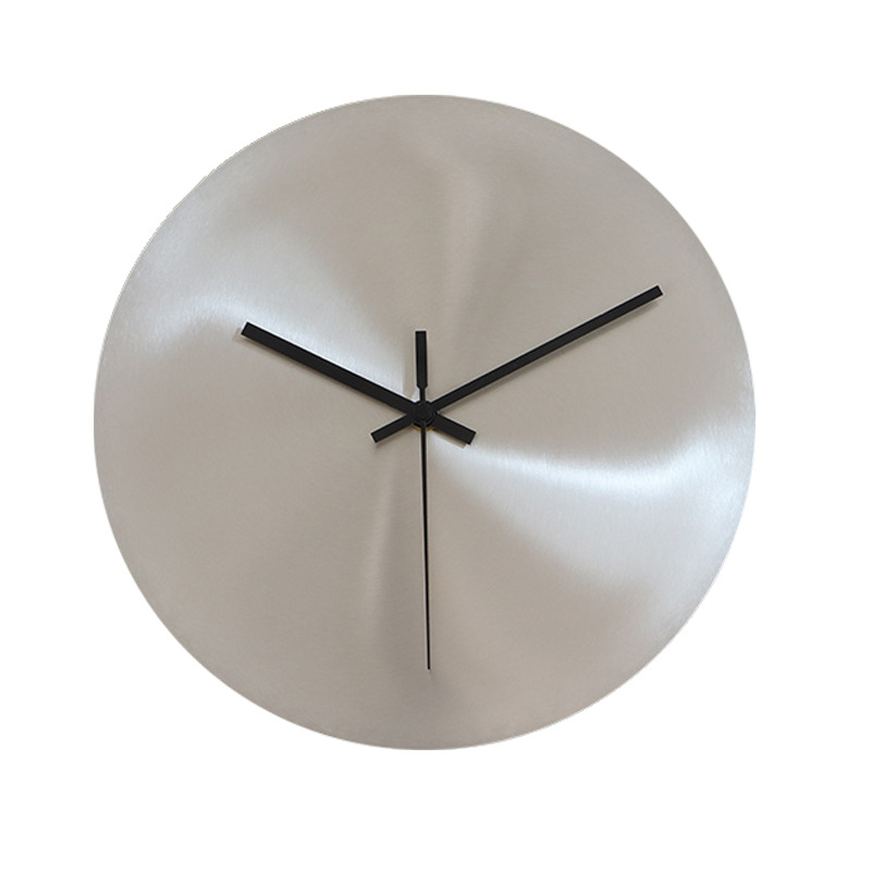 Picture of Modern Simple Industrial Style silver Living Room Wall Clock No Digital Studio Decoration Clock Round Nordic Clock