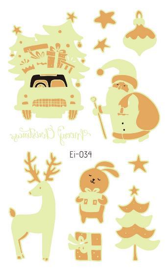 Picture of Cross-border Supply Waterproof Luminous Christmas tattoo Sticker Cartoon Snowman Party Children tattoo Sticker
