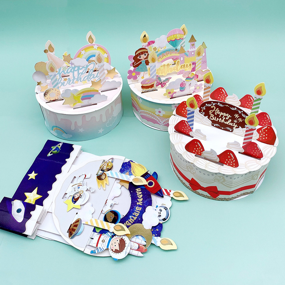 Cross-Border Birthday Greeting Card New Mother's Day Card 3D Cake Holiday Blessing Thank You Card Wholesale Commemoration