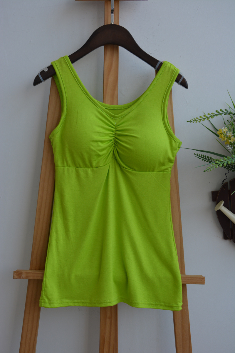 Picture of Candy Color Steel Ring Comfortable Base Solid Color Sling Bust Cotton Vest Belt Chest Pad No Wear Bra Vest Sports Large Size