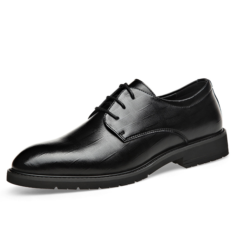 Picture of Spring New Dress Leather Shoes Soft Leather Business Casual Men's British Style Korean Pointed Toe Work Banquet Wedding Shoes