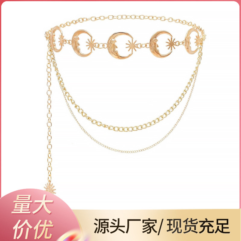 European and American foreign trade atmosphere metal waist chain ladies cross-border new trend fashion hot girl body chain dress belt