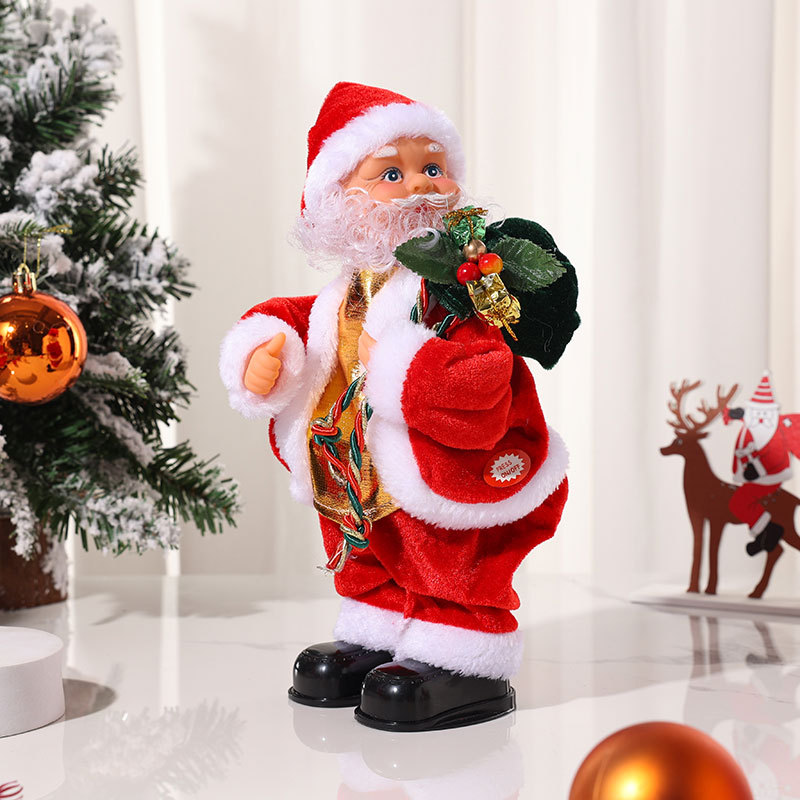 Picture of Cross-border Electric Santa Claus shaking hip playing guitar with music Christmas little old man decorations Doll Gift