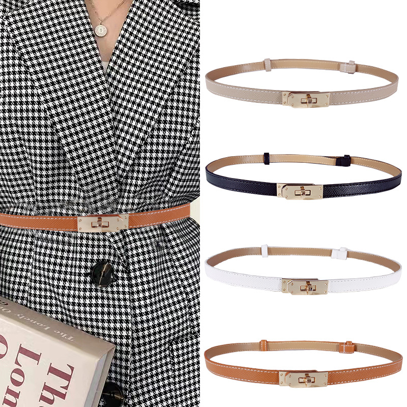 Thin Belt Women's Vintage Matching Skirt Coat Sweater Suit All-match Belted Simple Golden Buckle Kelly Home H Belt