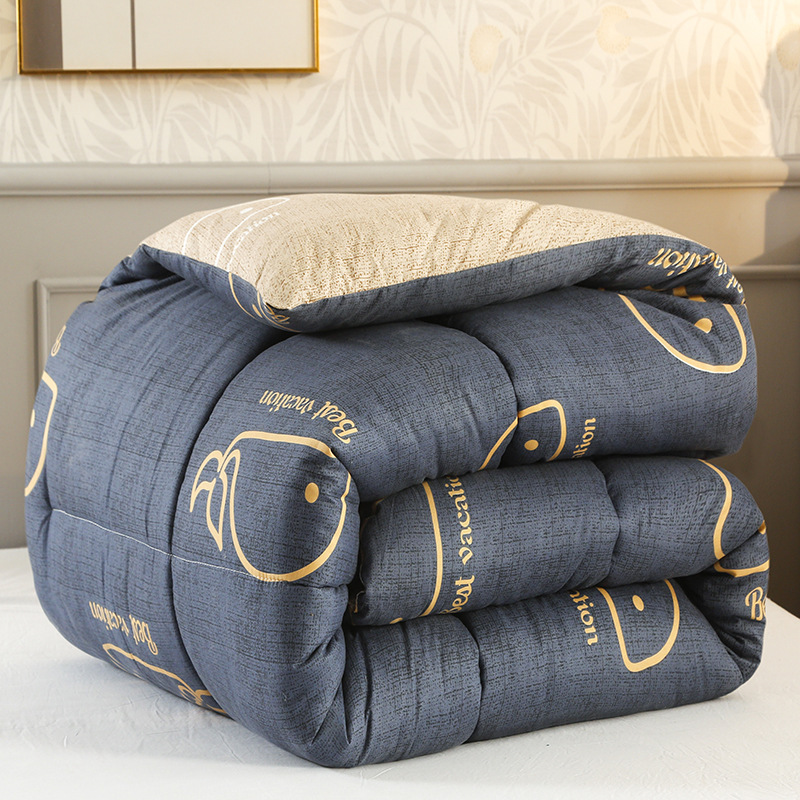 Picture of Factory wholesale thick warm winter quilt single student dormitory quilt double core bedding four seasons feather silk quilt