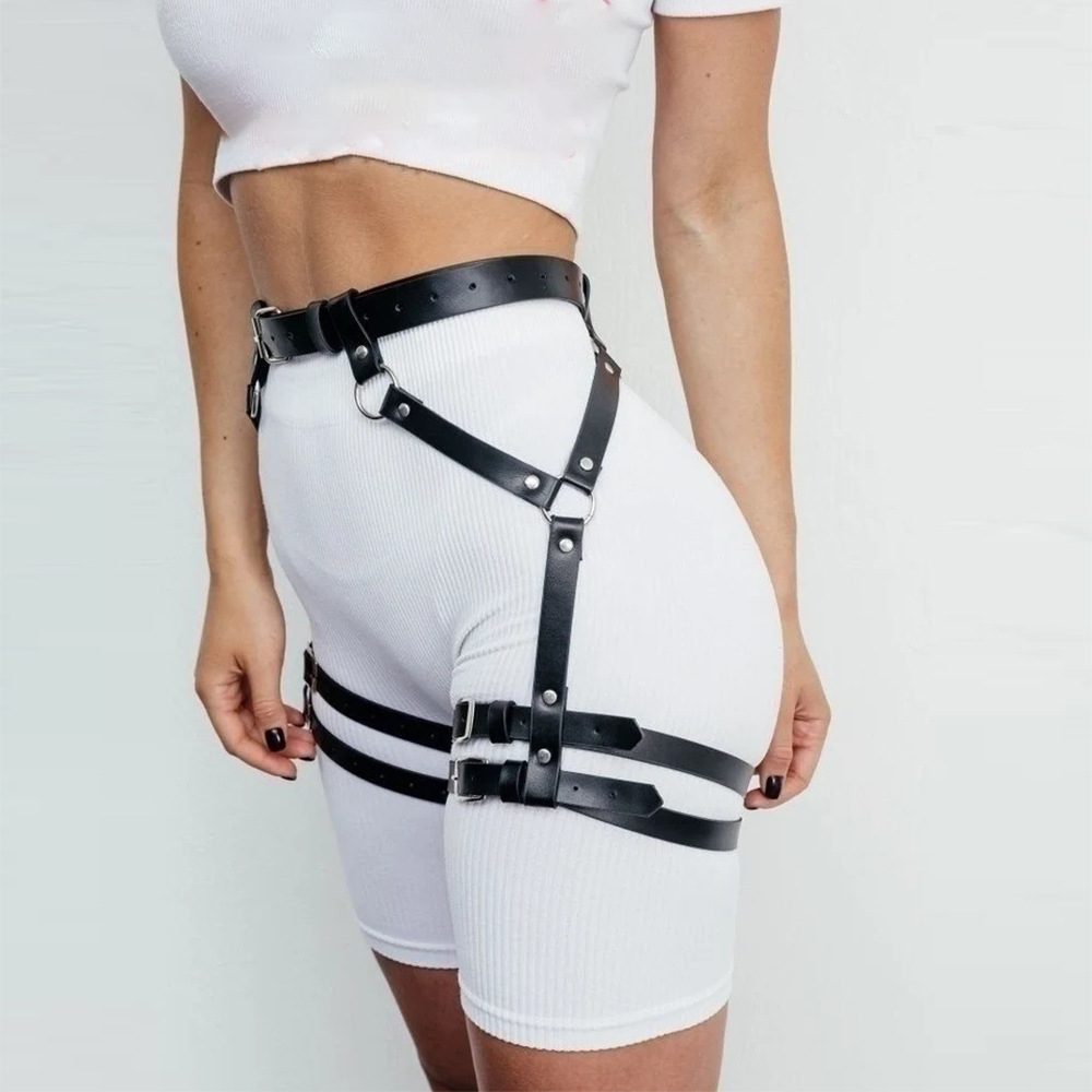 Aliexpress Amazon Hot Selling Sexy Leather Belt Leg Belt Restraint Belt Women's Cable Belt SM Body Strap