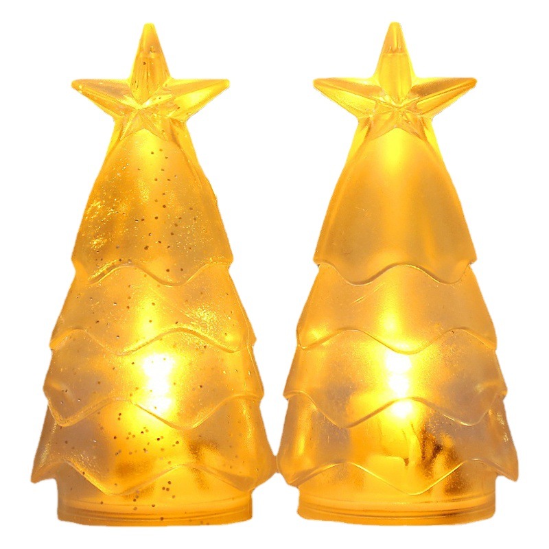 Christmas Decorations Christmas Tree Transparent Crystal Night Light Digital Candle Atmosphere Decoration Ornaments Cross-Border New Product