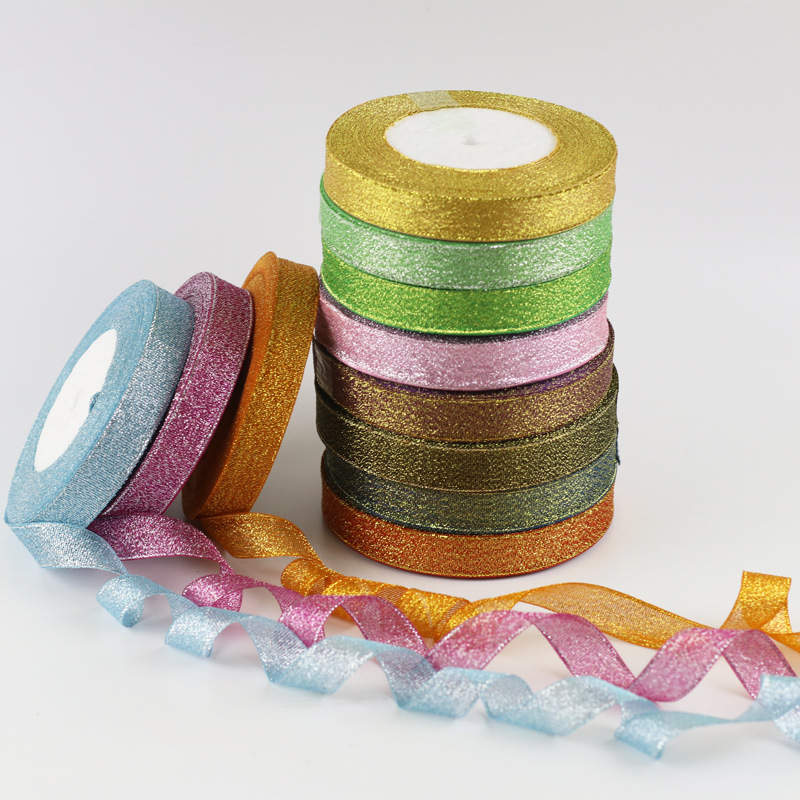 in stock 1.5cm color onion belt gift box packaging gold and silver onion ribbon Christmas cake decoration ribbon wholesale