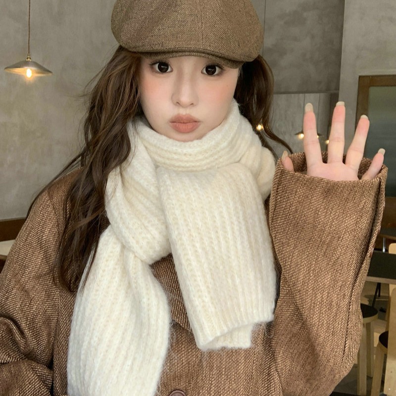 Self-retention ~ with Alpaca Fleece CHAO Soft Waxy Thick Solid Color Scarf Korean Versatile Thickened High-end Versatile Scarf