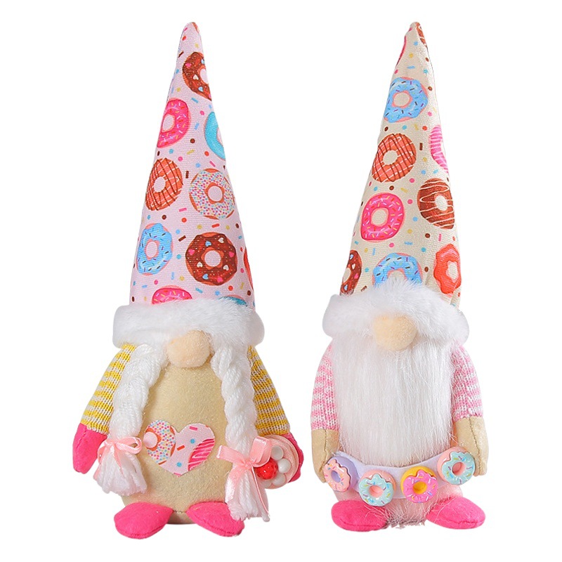 Cross-Border Christmas Decorations New Donut Doll Pointed Hat Dwarf Doll Party Elderly Faceless Doll Wholesale