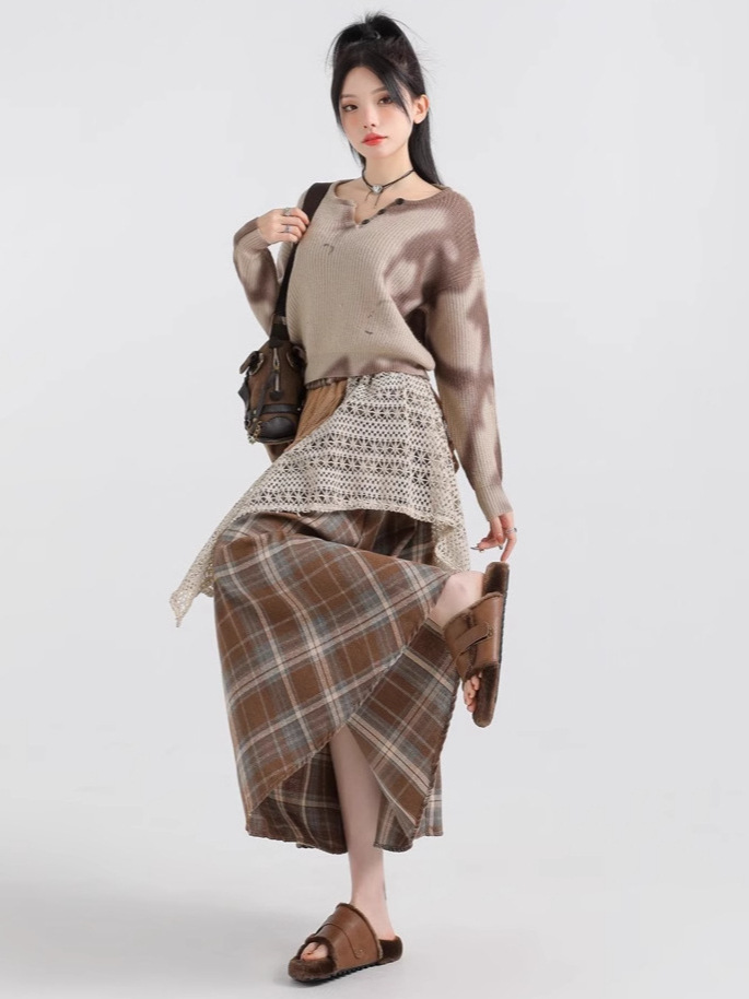 Bohemian Style Irregular Three-Dimensional Decorative Skirt Women's Autumn and Winter High Waist Hip Covering Pear-Shaped Mid-Length Skirt