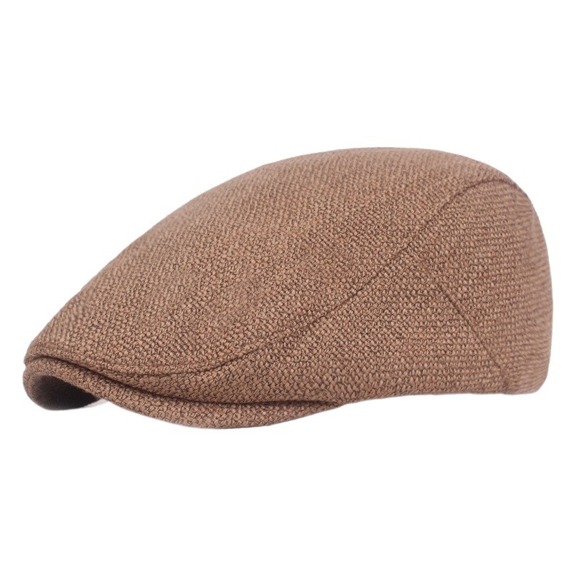 Cotton and Linen Cap Women's Monochrome Simple Beret Fashion Casual Youth Forward Hat Sunshade Hat for Men