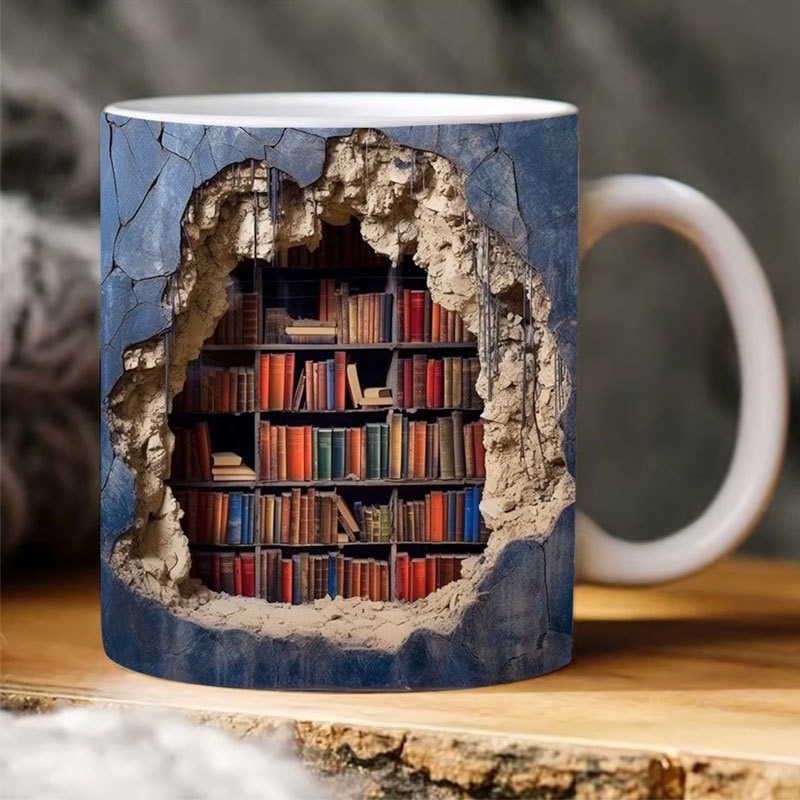 Picture of Cross-border new ceramic 3D Bookshelf Mug creative space design multi-purpose Mug