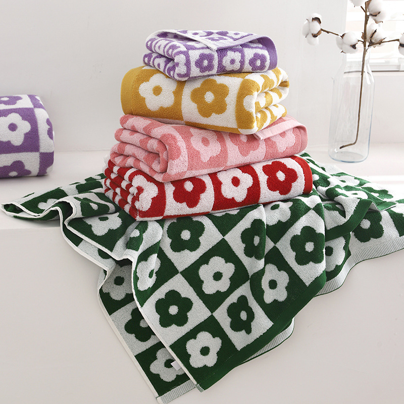 Cross-border Exclusive Vintage Pens Flower Bath Towel Ins-style Simple Face Towel Soft Absorbent Couple Towel suit