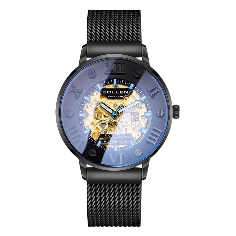 Solon Watch Men's Automatic Non-mechanical Men's Watch Steel Waterproof Quartz Calendar Men's Watch Steel Band Luminous