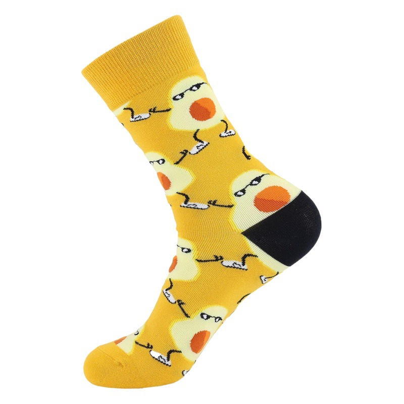 In stock cross-border Autumn New Street skateboard women's socks fruit dessert tide socks mid-calf length socks factory wholesale one piece