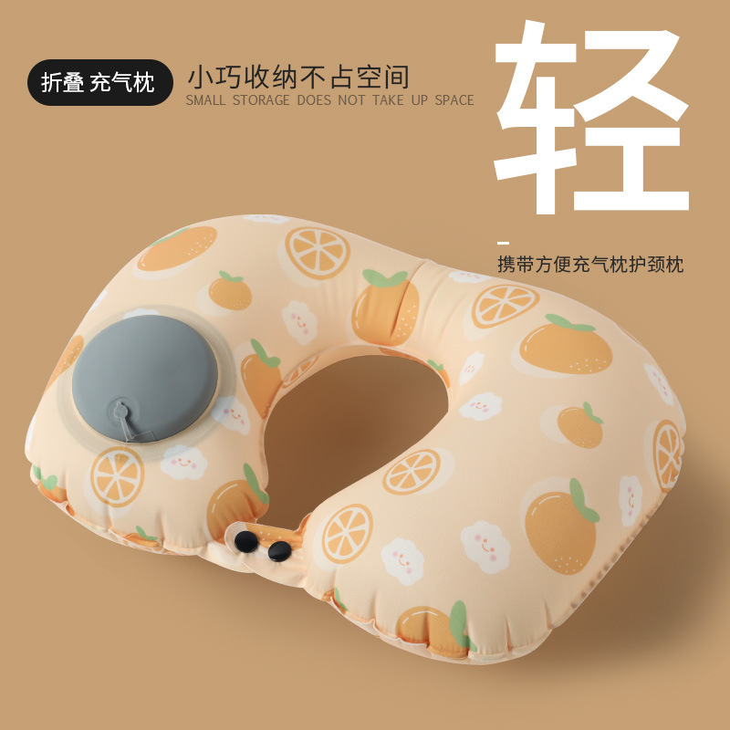 Picture of Inflatable U-shaped Pillow Cool Pressing Inflatable Pillow Travel Portable Neck Pillow Travel Sanbao Storage Pillow for Airplane