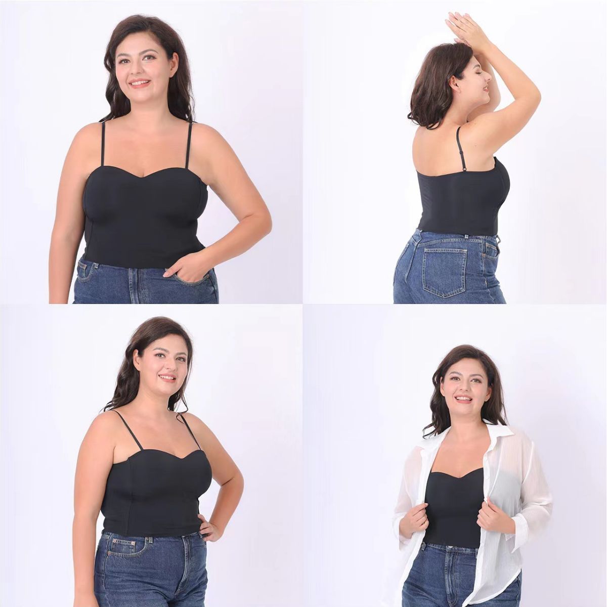 Chubby Girl plus size Ice Silk beauty back bottoming top women's inner solid color latex coaster camisole foreign trade