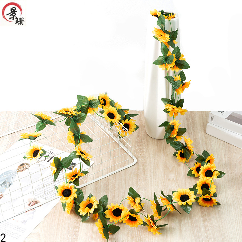 Picture of Simulated Sunflower Rattan Wholesale B&B Loft Decoration Silk Flower Vine Sunflower Vine Pastoral Style Flower Vine
