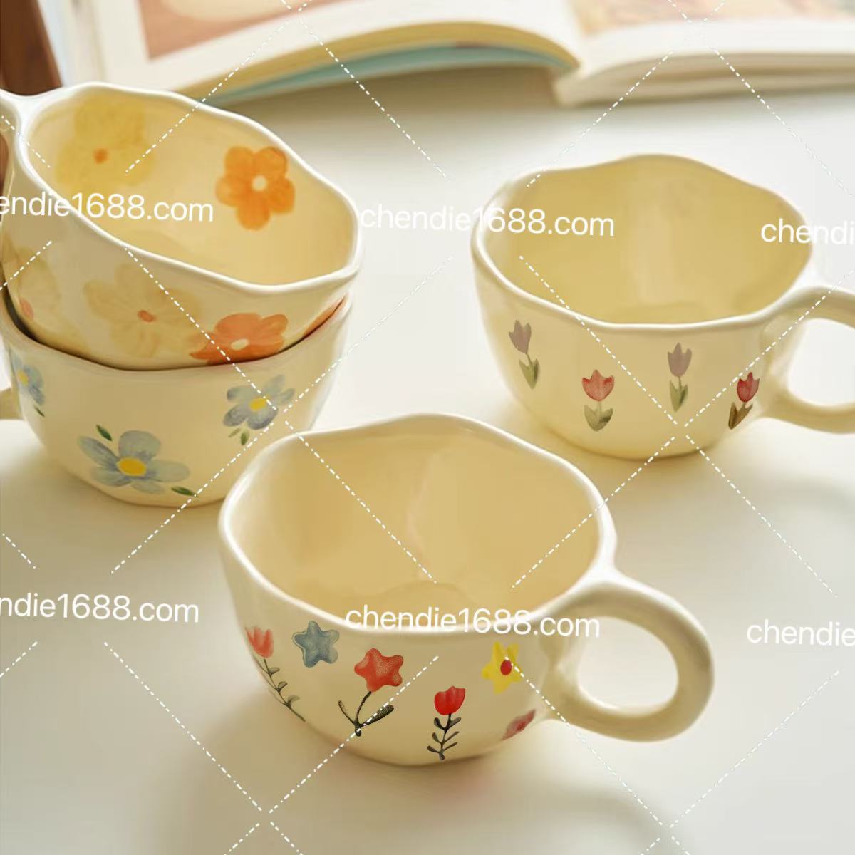 Simple and Cute New Ceramic Cup Internet Celebrity Water Cup Office Coffee Cup Female Couple Cup Female Summer and Autumn Ceramic Cup