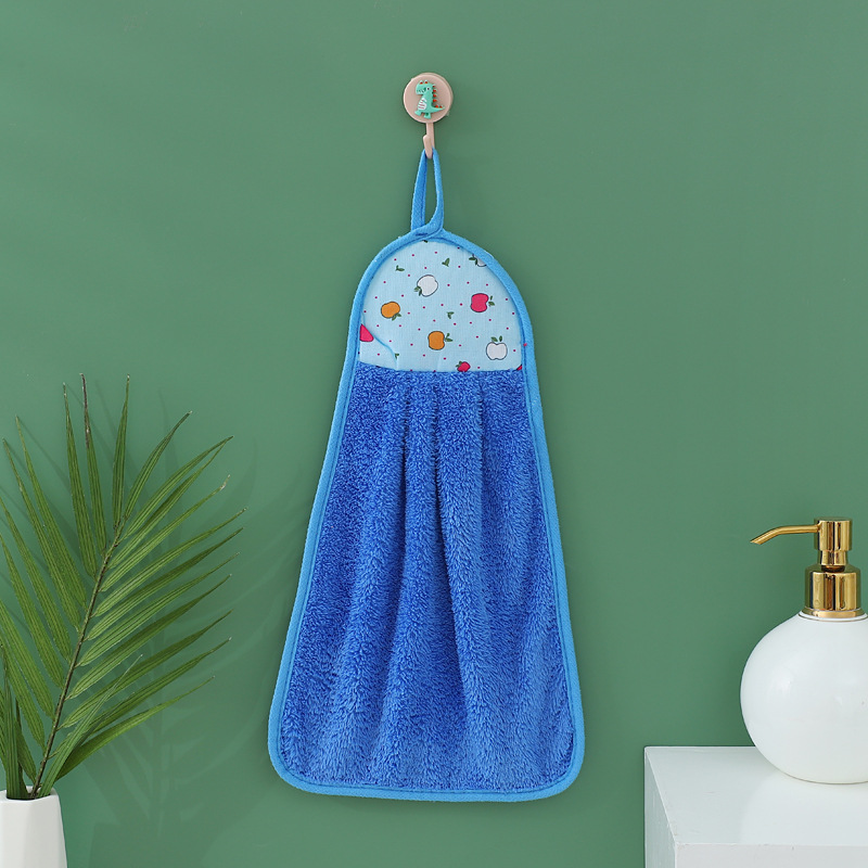 Picture of Coral Velvet Hand Towel Can Be Hung in the Kitchen, Thickened Cleaning Towel, Gift Advertising Towel