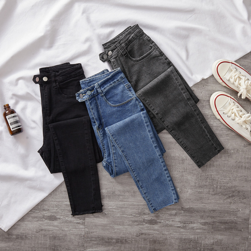 Real Shot High Waist Jeans Women's New Arrival Slim Look High Stretch Slim-Fit Cropped Tight Pencil Pencil Pants