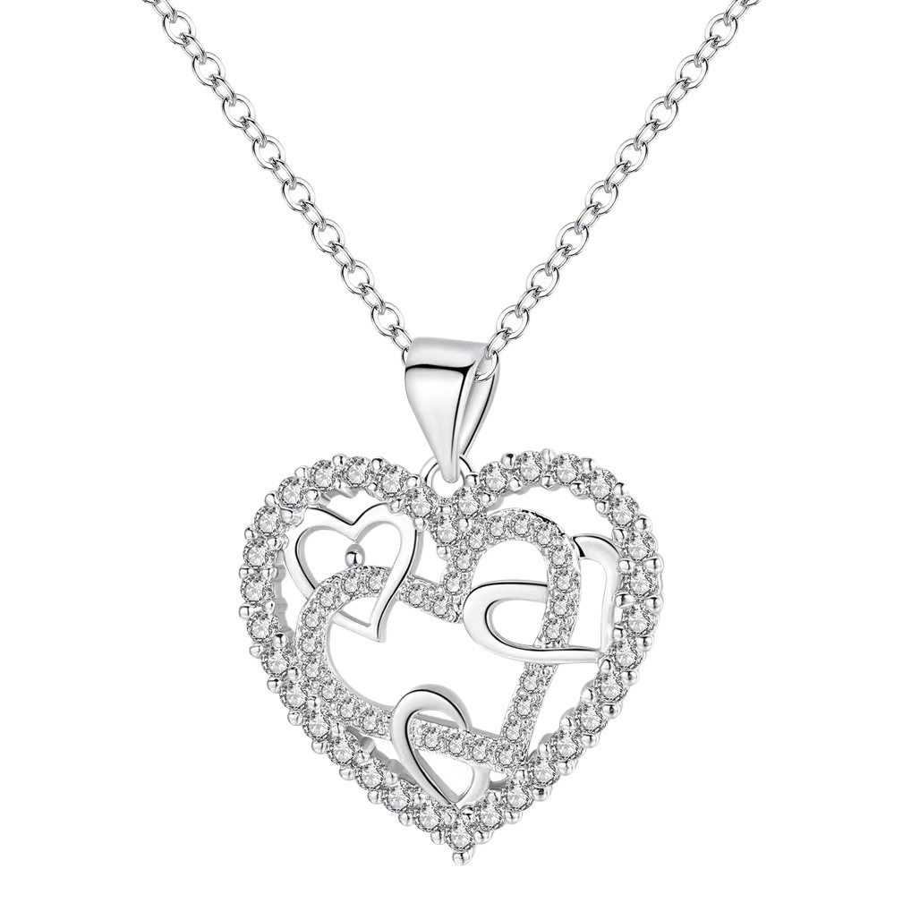 Christmas hollow-out creative heart winding heart necklace jewelry Japanese and Korean micro-inlaid Qixi smart heartbeat necklace cross-border batch