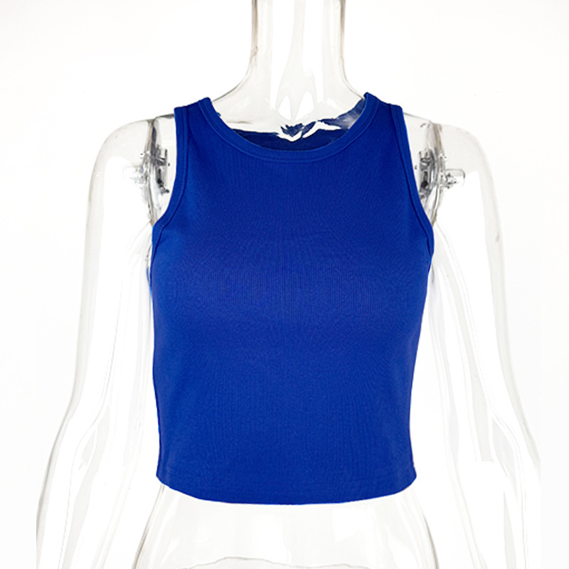 Picture of European and American Ins Sports Short Navel-Baring Sleeveless Top for Women 2025 Summer Cross-Border New Tight-Fitting I-Shaped Vest