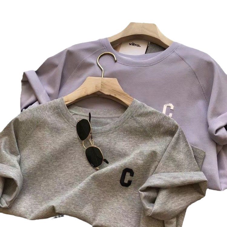 Picture of Original Quality Amazon Korean Style Women's Summer Loose Short-Sleeved T-Shirt Shorts Sports Embroidered Letters Casual Suit