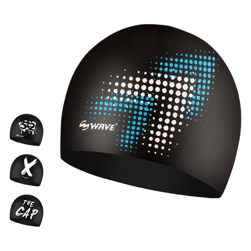 WAVE cross-border long hair swimming cap solid color discount increase adult printing waterproof hair care silicone swimming cap for men and women