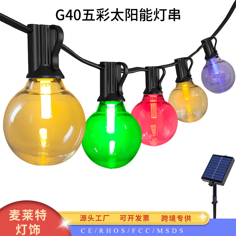 Solar G40 Symphony Light String City Roof Eaves Exterior Wall Decoration String Light Line Outdoor Waterproof Christmas