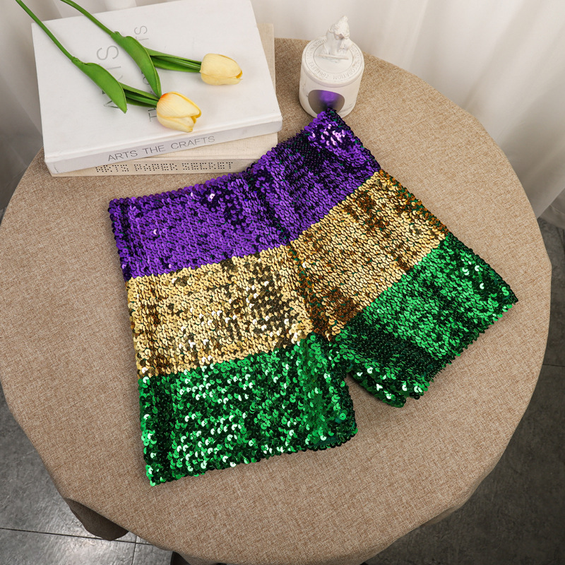 Picture of European and American Street Fashion Metal Sequins Elastic Belt Slim-fit Low Waist All-match Women's Shorts Dancing Hot Pants