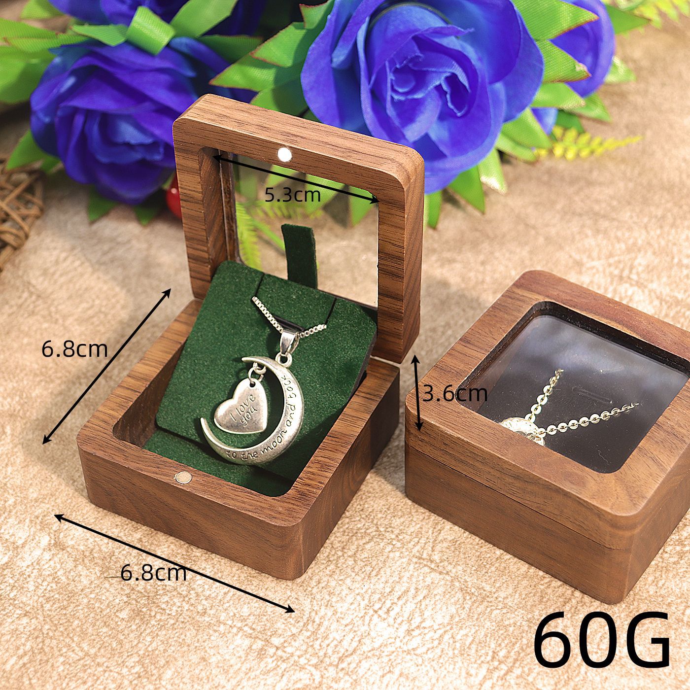 Picture of Factory wholesale walnut window jewelry box jewelry box pendant necklace small jewelry gift packaging storage box for women